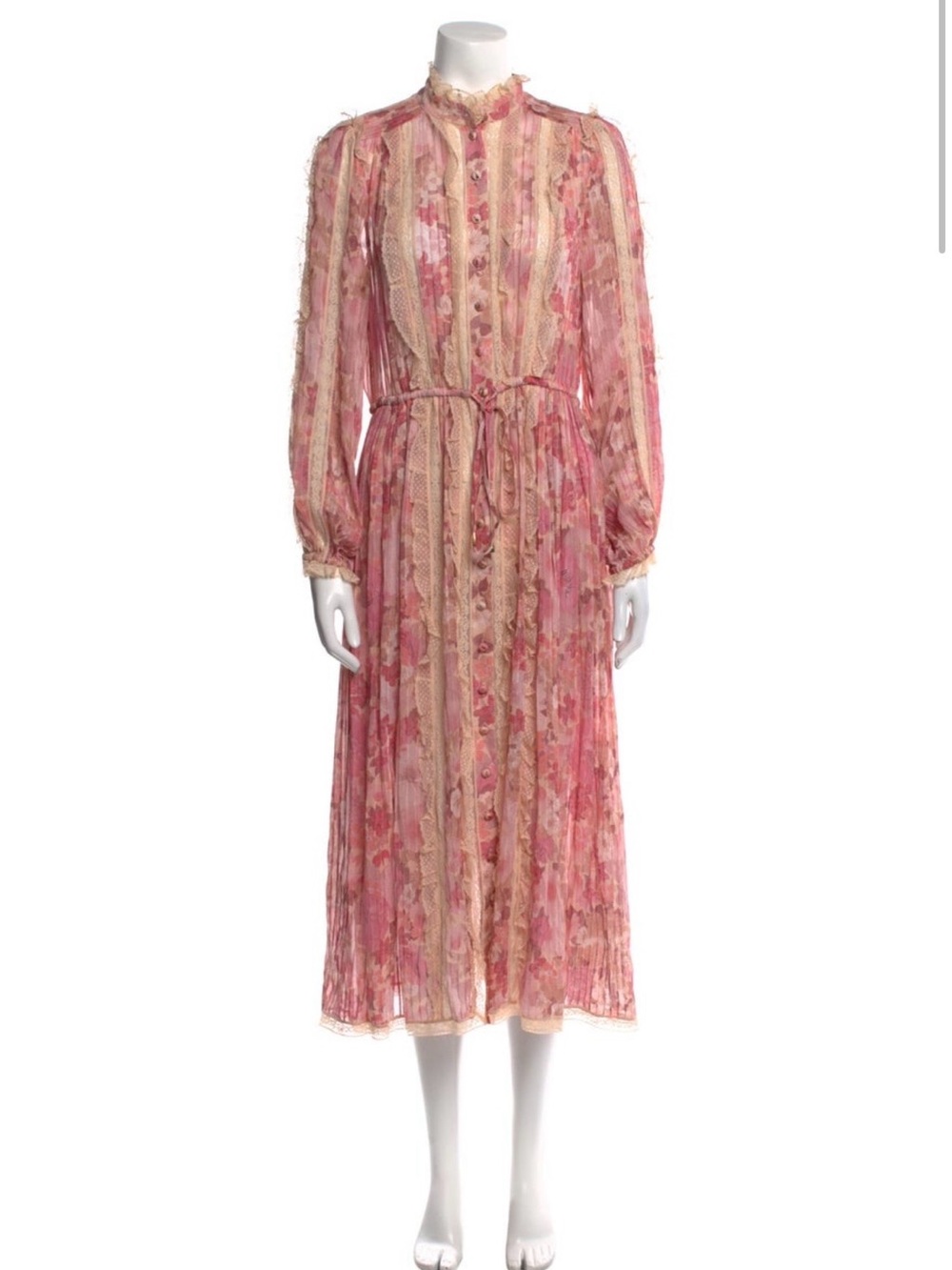 Zimmermann Pink Floral Pleated Maxi Dress